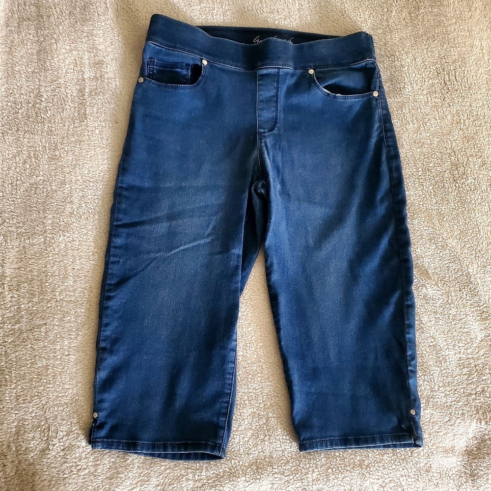 Gloria Vanderbilt Blue Bermuda Pull on Shorts Spring Summer Fall